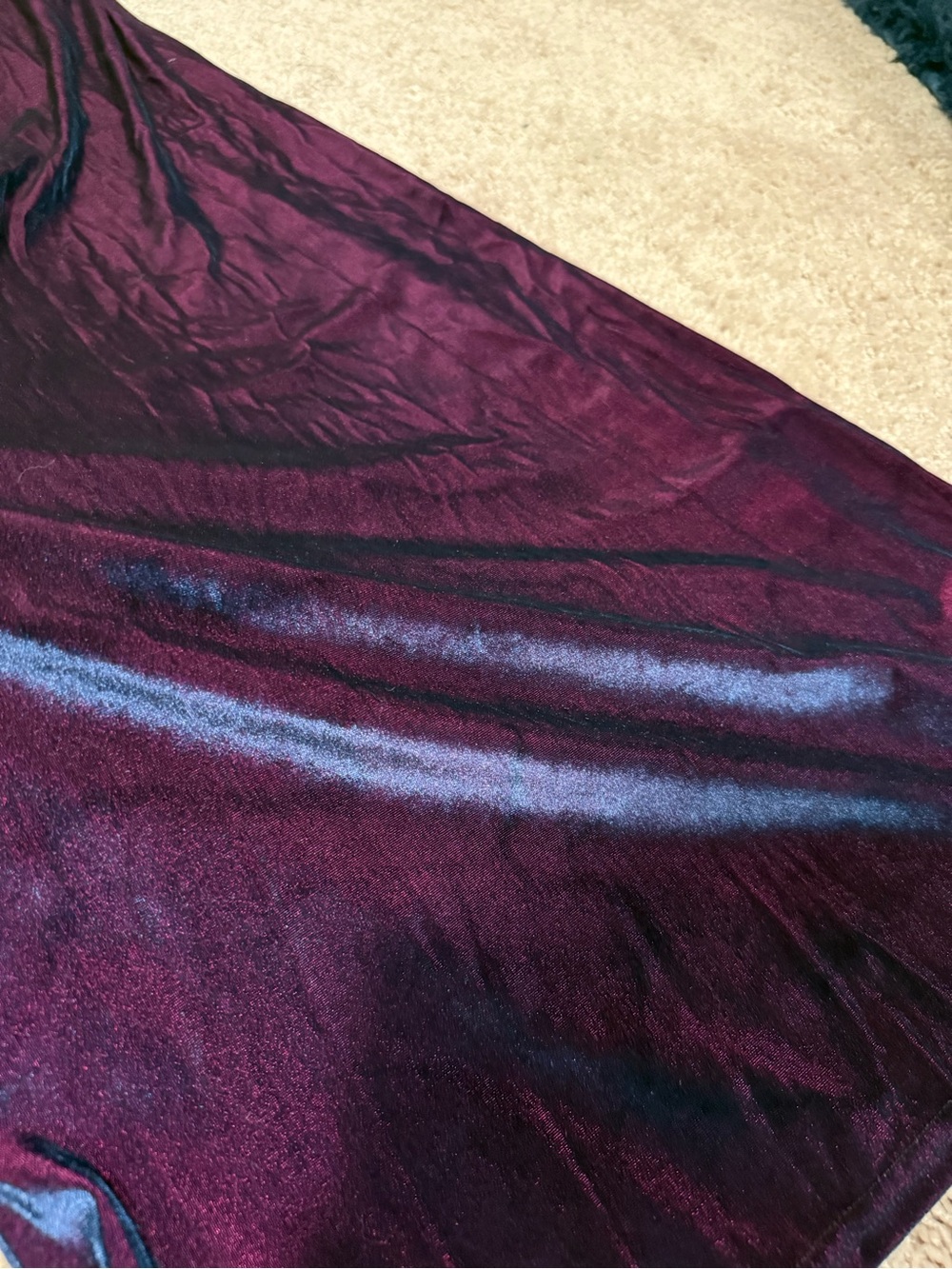 Velvet Wide-Leg Pants in Deep Plum - Picture 2 of 3